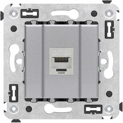 ДКС Компьютерная розетка RJ-45 без шторки в стену, кат.6А одинарная экранированная, Avanti, закаленная сталь 4404773 DKC ДКС Компьютерная розетка RJ-45 без шторки в стену, кат.6А одинарная экранированная, Avanti, закаленная сталь 4404773 DKC