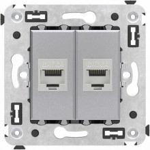 ДКС Компьютерная розетка RJ-45 без шторки в стену, кат.6А двойная экранированная, Avanti, закаленная сталь 4404774 DKC
