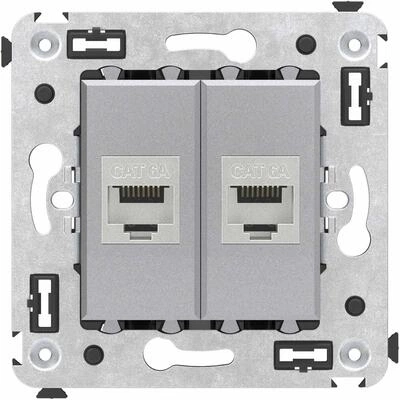 ДКС Компьютерная розетка RJ-45 без шторки в стену, кат.6А двойная экранированная, Avanti, закаленная сталь 4404774 DKC ДКС Компьютерная розетка RJ-45 без шторки в стену, кат.6А двойная экранированная, Avanti, закаленная сталь 4404774 DKC