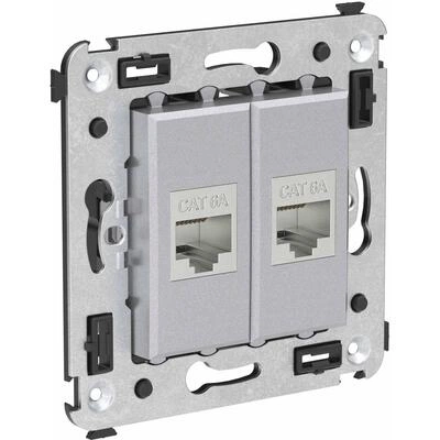 ДКС Компьютерная розетка RJ-45 без шторки в стену, кат.6А двойная экранированная, Avanti, закаленная сталь 4404774 DKC ДКС Компьютерная розетка RJ-45 без шторки в стену, кат.6А двойная экранированная, Avanti, закаленная сталь 4404774 DKC
