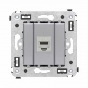 ДКС Компьютерная розетка RJ-45 без шторки в стену, кат.6 одинарная экранированная, Avanti, закаленная сталь 4404793 DKC