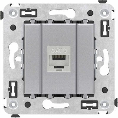 ДКС Компьютерная розетка RJ-45 без шторки в стену, кат.6 одинарная экранированная, Avanti, закаленная сталь 4404793 DKC