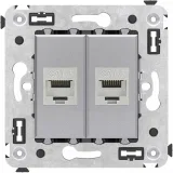 ДКС Компьютерная розетка RJ-45 без шторки в стену, кат.6 двойная экранированная, Avanti, закаленная сталь 4404794 DKC