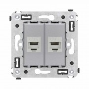 ДКС Компьютерная розетка RJ-45 без шторки в стену, кат.6 двойная экранированная, Avanti, закаленная сталь 4404794 DKC