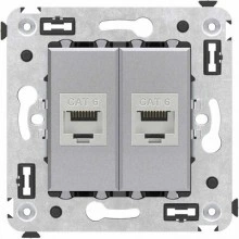 ДКС Компьютерная розетка RJ-45 без шторки в стену, кат.6 двойная экранированная, Avanti, закаленная сталь 4404794 DKC