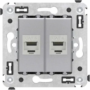 ДКС Компьютерная розетка RJ-45 без шторки в стену, кат.6 двойная экранированная, Avanti, закаленная сталь 4404794 DKC ДКС Компьютерная розетка RJ-45 без шторки в стену, кат.6 двойная экранированная, Avanti, закаленная сталь 4404794 DKC