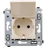 ДКС Розетка с крышкой в стену, 2P+E, с з/ш, Avanti, ванильная дымка 4405013 DKC