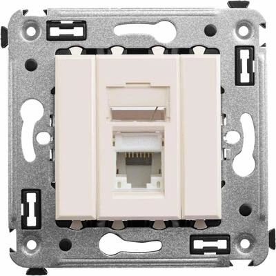 ДКС Компьютерная розетка RJ-45 в стену, кат.6 одинарная,"Avanti", "Ванильная дымка" 4405293 DKC