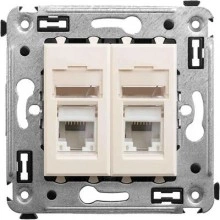 ДКС Компьютерная розетка RJ-45 в стену, кат.6 двойная, Avanti, ванильная дымка 4405294 DKC
