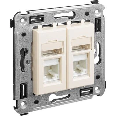 ДКС Компьютерная розетка RJ-45 в стену, кат.6 двойная, Avanti, ванильная дымка 4405294 DKC ДКС Компьютерная розетка RJ-45 в стену, кат.6 двойная, Avanti, ванильная дымка 4405294 DKC