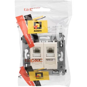 ДКС Компьютерная розетка RJ-45 в стену, кат.6 двойная, Avanti, ванильная дымка 4405294 DKC ДКС Компьютерная розетка RJ-45 в стену, кат.6 двойная, Avanti, ванильная дымка 4405294 DKC