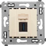 ДКС USB 3.0 розетка одинарная в стену, тип А-А, Avanti, ванильная дымка 4405303 DKC