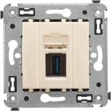 ДКС USB 3.0 розетка одинарная в стену, тип А-А, Avanti, ванильная дымка 4405303 DKC