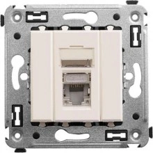 ДКС Компьютерная розетка RJ-45 в стену, кат.5e одинарная экранированная, Avanti, ванильная дымка 4405363 DKC