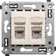 ДКС Компьютерная розетка RJ-45 в стену, кат.5e двойная экранированная, Avanti, ванильная дымка 4405364 DKC