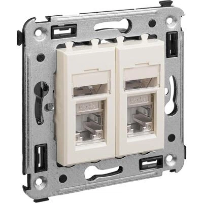 ДКС Компьютерная розетка RJ-45 в стену, кат.5e двойная экранированная, Avanti, ванильная дымка 4405364 DKC ДКС Компьютерная розетка RJ-45 в стену, кат.5e двойная экранированная, Avanti, ванильная дымка 4405364 DKC