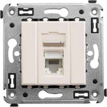 ДКС Компьютерная розетка RJ-45 в стену, кат.6А одинарная, Avanti, ванильная дымка 4405373 DKC