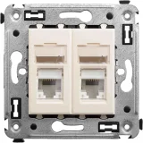 ДКС Компьютерная розетка RJ-45 в стену, кат.6А двойная, Avanti, ванильная дымка 4405374 DKC