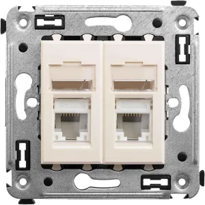 ДКС Компьютерная розетка RJ-45 в стену, кат.6А двойная, Avanti, ванильная дымка 4405374 DKC ДКС Компьютерная розетка RJ-45 в стену, кат.6А двойная, Avanti, ванильная дымка 4405374 DKC
