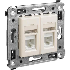 ДКС Компьютерная розетка RJ-45 в стену, кат.6А двойная, Avanti, ванильная дымка 4405374 DKC ДКС Компьютерная розетка RJ-45 в стену, кат.6А двойная, Avanti, ванильная дымка 4405374 DKC