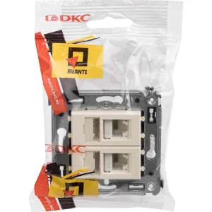 ДКС Компьютерная розетка RJ-45 в стену, кат.6А двойная, Avanti, ванильная дымка 4405374 DKC ДКС Компьютерная розетка RJ-45 в стену, кат.6А двойная, Avanti, ванильная дымка 4405374 DKC