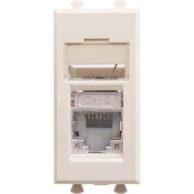 ДКС Компьютерная розетка RJ-45 модульная, кат.6 экранированная, Avanti, ванильная дымка, 1 модуль 4405391 DKC