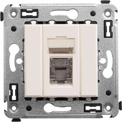 ДКС Компьютерная розетка RJ-45 в стену, кат.6 одинарная экранированная, "Avanti","Ванильная дымка" 4405393 DKC