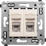 ДКС Компьютерная розетка RJ-45 в стену, кат.6 двойная экранированная, Avanti, ванильная дымка 4405394 DKC