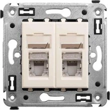 ДКС Компьютерная розетка RJ-45 в стену, кат.6 двойная экранированная, Avanti, ванильная дымка 4405394 DKC