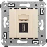 ДКС USB 2.0 розетка одинарная в стену, тип А-А, Avanti, ванильная дымка 4405403 DKC