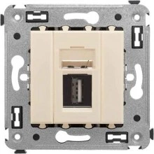 ДКС USB 2.0 розетка одинарная в стену, тип А-А, Avanti, ванильная дымка 4405403 DKC