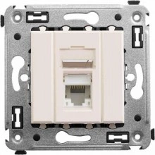ДКС Компьютерная розетка RJ-45 в стену, кат.5e одинарная, Avanti, ванильная дымка 4405463 DKC