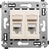 ДКС Компьютерная розетка RJ-45 в стену, кат.5e двойная, Avanti, ванильная дымка 4405464 DKC
