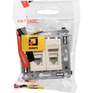 ДКС Компьютерная розетка RJ-45 в стену, кат.5e двойная, Avanti, ванильная дымка 4405464 DKC ДКС Компьютерная розетка RJ-45 в стену, кат.5e двойная, Avanti, ванильная дымка 4405464 DKC