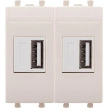 ДКС USB зарядное устройство модульное 2.1 А, Avanti, ванильная дымка, 2 модуля 4405542 DKC