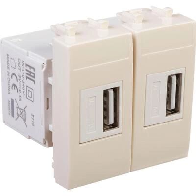 ДКС USB зарядное устройство модульное 2.1 А, Avanti, ванильная дымка, 2 модуля 4405542 DKC ДКС USB зарядное устройство модульное 2.1 А, Avanti, ванильная дымка, 2 модуля 4405542 DKC