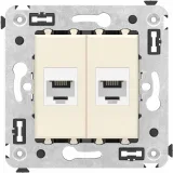 ДКС Телефонная розетка RJ-12 без шторки в стену двойная, Avanti, ванильная дымка 4405614 DKC