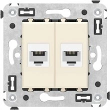 ДКС Телефонная розетка RJ-12 без шторки в стену двойная, Avanti, ванильная дымка 4405614 DKC