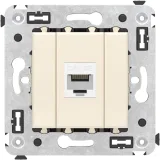 ДКС Компьютерная розетка RJ-45 без шторки в стену, кат.5е одинарная, Avanti, ванильная дымка 4405663 DKC