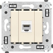 ДКС Компьютерная розетка RJ-45 без шторки в стену, кат.5е одинарная, Avanti, ванильная дымка 4405663 DKC