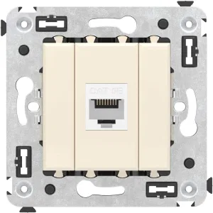 ДКС Компьютерная розетка RJ-45 без шторки в стену, кат.5е одинарная, Avanti, ванильная дымка 4405663 DKC ДКС Компьютерная розетка RJ-45 без шторки в стену, кат.5е одинарная, Avanti, ванильная дымка 4405663 DKC