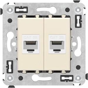 ДКС Компьютерная розетка RJ-45 без шторки в стену, кат.5е двойная, Avanti, ванильная дымка 4405664 DKC ДКС Компьютерная розетка RJ-45 без шторки в стену, кат.5е двойная, Avanti, ванильная дымка 4405664 DKC