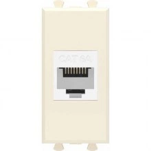 ДКС Компьютерная розетка RJ-45 без шторки модульная, кат.6А, Avanti, ванильная дымка, 1 модуль 4405671 DKC