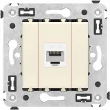 ДКС Компьютерная розетка RJ-45 без шторки в стену, кат.6А одинарная, Avanti, ванильная дымка 4405673 DKC
