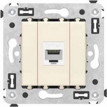 ДКС Компьютерная розетка RJ-45 без шторки в стену, кат.6А одинарная, Avanti, ванильная дымка 4405673 DKC