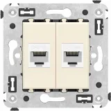 ДКС Компьютерная розетка RJ-45 без шторки в стену, кат.6А двойная, Avanti, ванильная дымка 4405674 DKC
