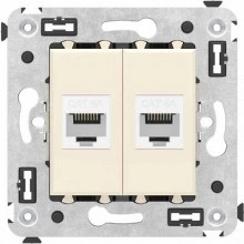 ДКС Компьютерная розетка RJ-45 без шторки в стену, кат.6А двойная, Avanti, ванильная дымка 4405674 DKC