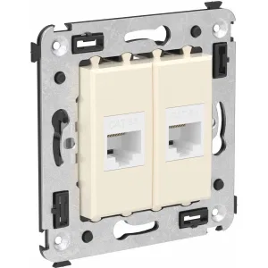 ДКС Компьютерная розетка RJ-45 без шторки в стену, кат.6А двойная, Avanti, ванильная дымка 4405674 DKC ДКС Компьютерная розетка RJ-45 без шторки в стену, кат.6А двойная, Avanti, ванильная дымка 4405674 DKC