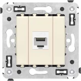 ДКС Компьютерная розетка RJ-45 без шторки в стену, кат.6 одинарная, Avanti, ванильная дымка 4405693 DKC