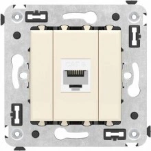ДКС Компьютерная розетка RJ-45 без шторки в стену, кат.6 одинарная, Avanti, ванильная дымка 4405693 DKC